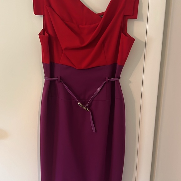 Black Halo Red and Purple Asymmetrical Dress - Picture 1 of 3